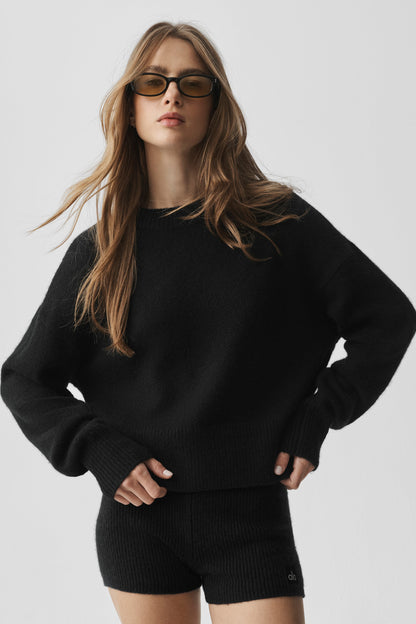Unisex Wool Cashmere New Class Crewneck Sweater - Black