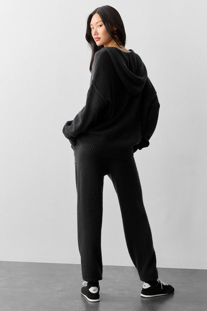 Wool Cashmere New Class Full Zip Hoodie - Black