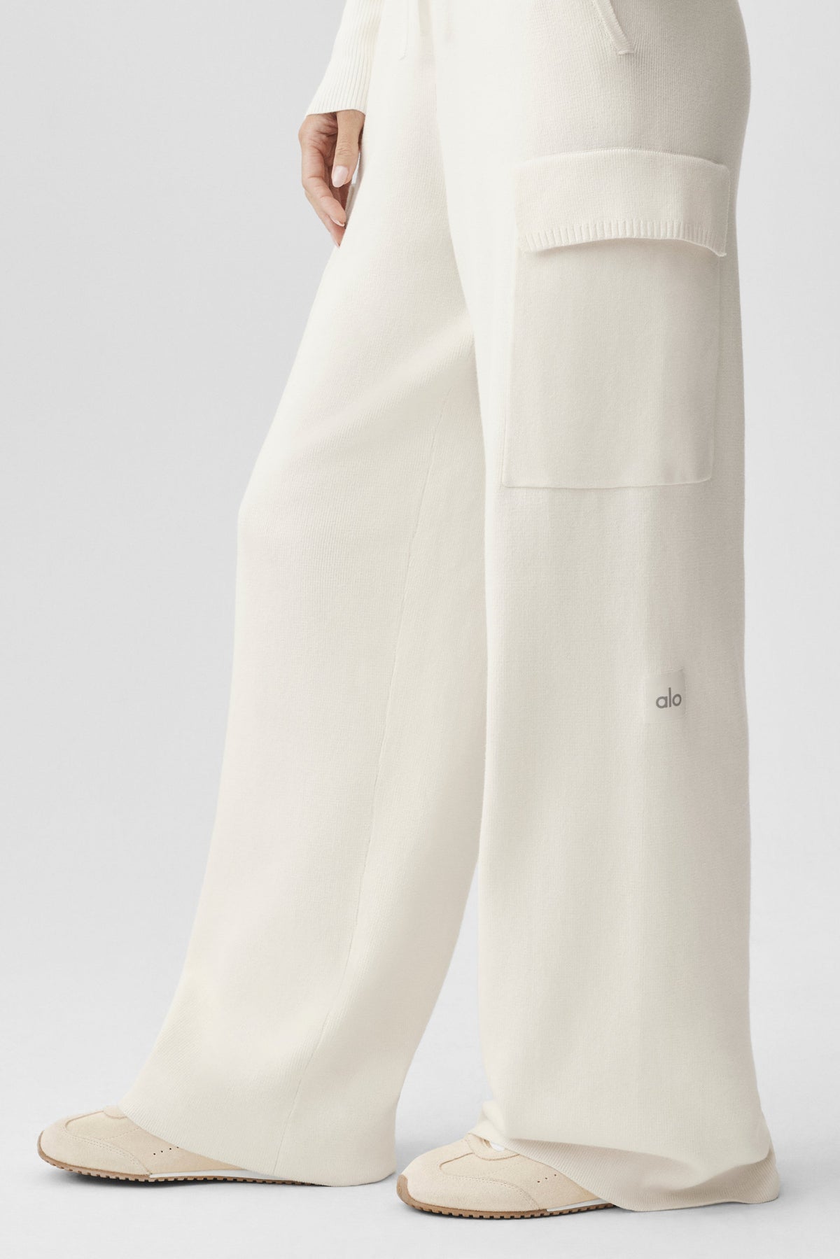 Scholar Knit High-Waist Cargo Pant - Ivory