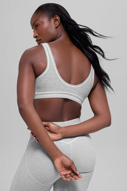Alosoft Heart Throb Bra - Athletic Heather Grey/White